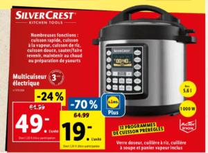 Le multicuiseur Silvercrest de Lidl voit son prix sacrifié.