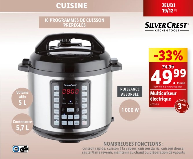 Le retour du Multicuiseur  Silvercrest de Lidl le jeudi 19 décembre 2024