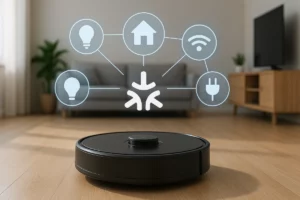 Les aspirateurs robots Roborock et Ecovacs adoptent Matter - Image générée par IA.