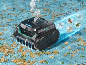 Robot piscine Wybot C2 Vision sans fil en train de nettoyer une piscine