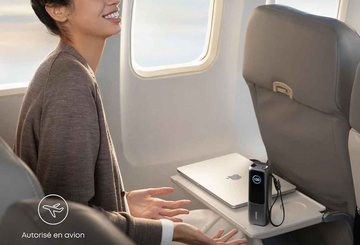 Batterie Anker Zolo de 25 000 mAh autorisée en cabine grâce à sa capacité inférieure à 100 Wh