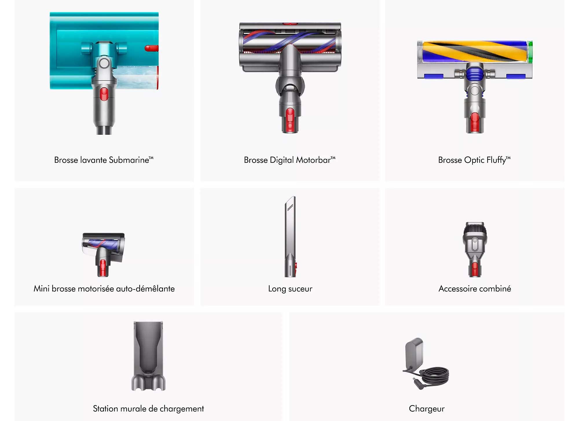Contenu complet du coffret Dyson V15s Detect Submarine