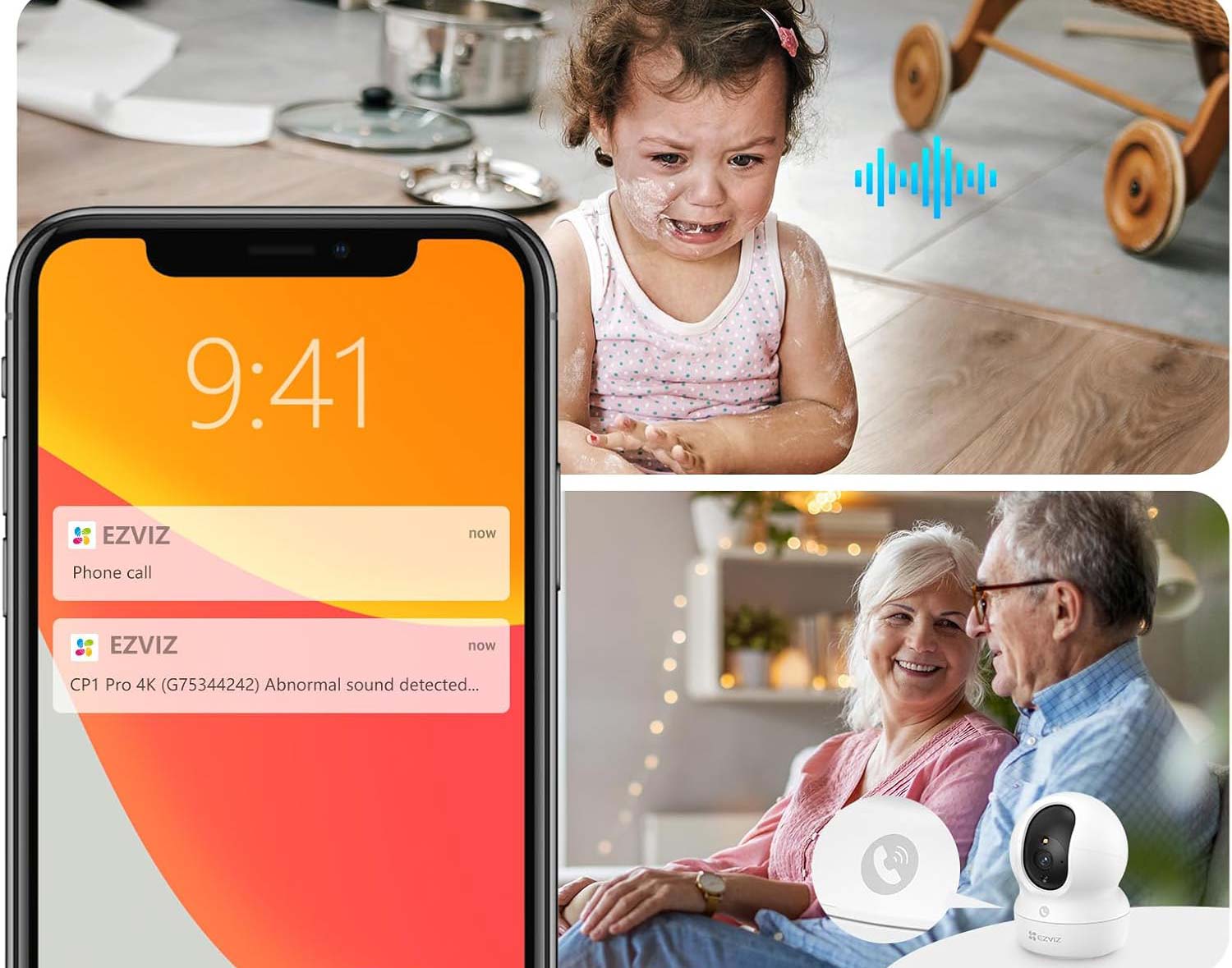 Caméra Ezviz CP1 Pro 2K avec détection sonore et audio bidirectionnel