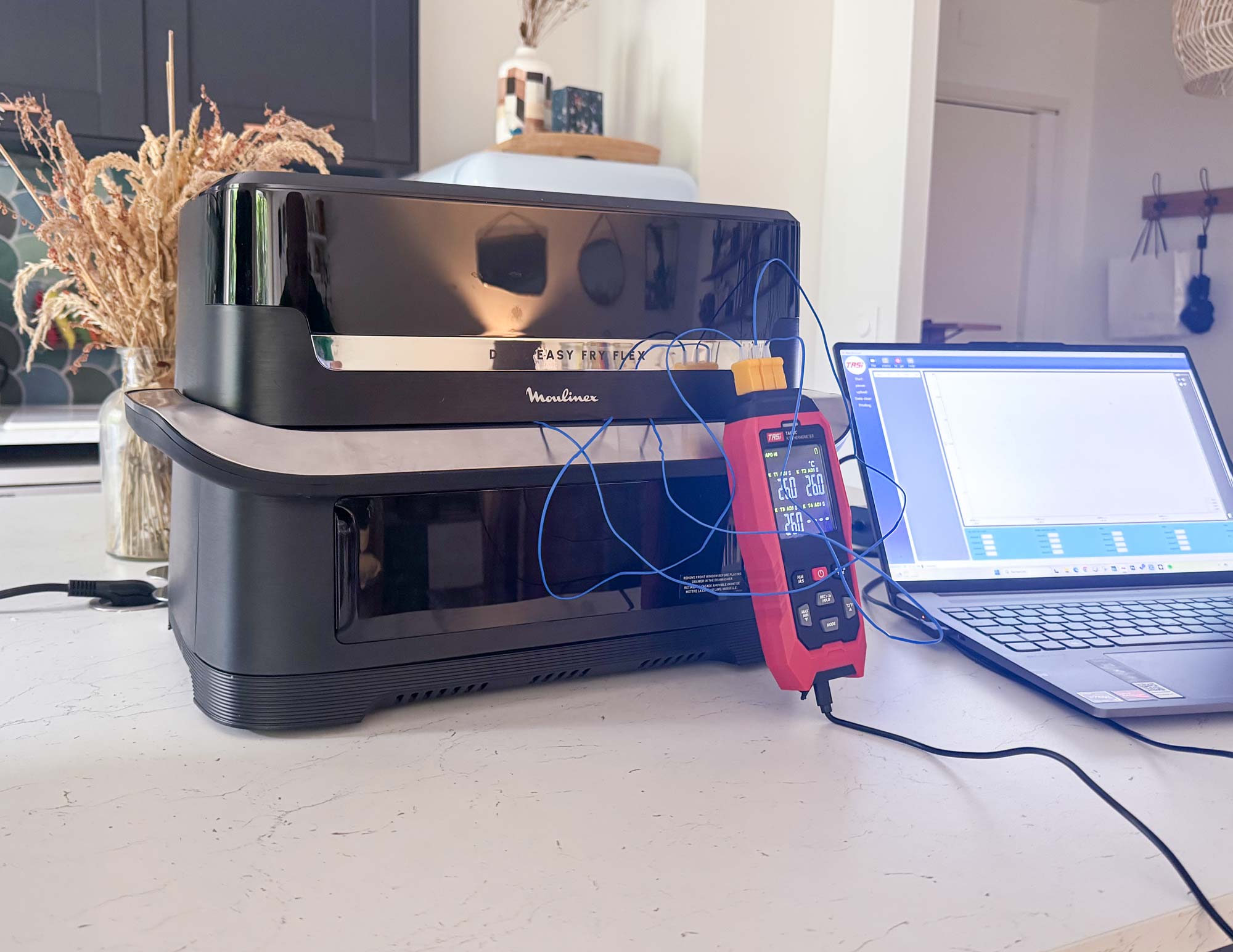 Mesure de la température du Dual Flex avec sonde et ordinateur