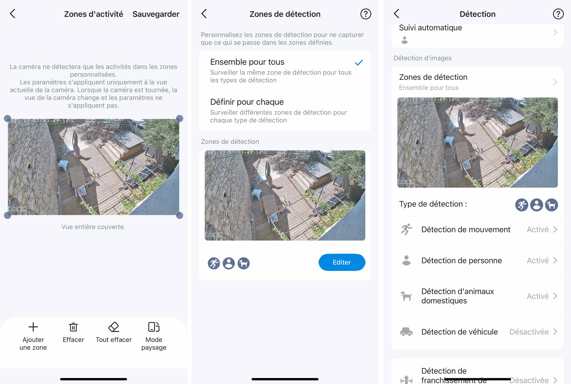 Réglages de détection de mouvement dans l’application TP-Link