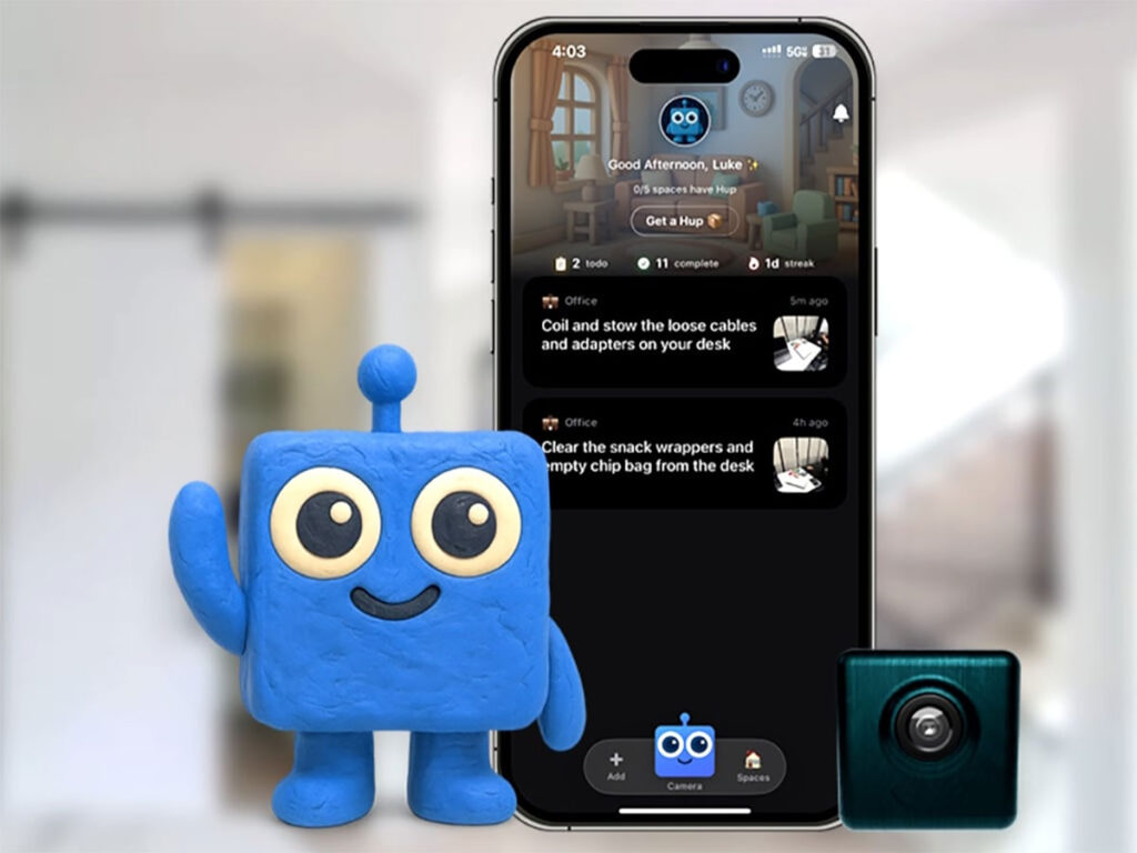 Assistant domestique Hup AI avec caméras intelligentes et notifications sur iPhone