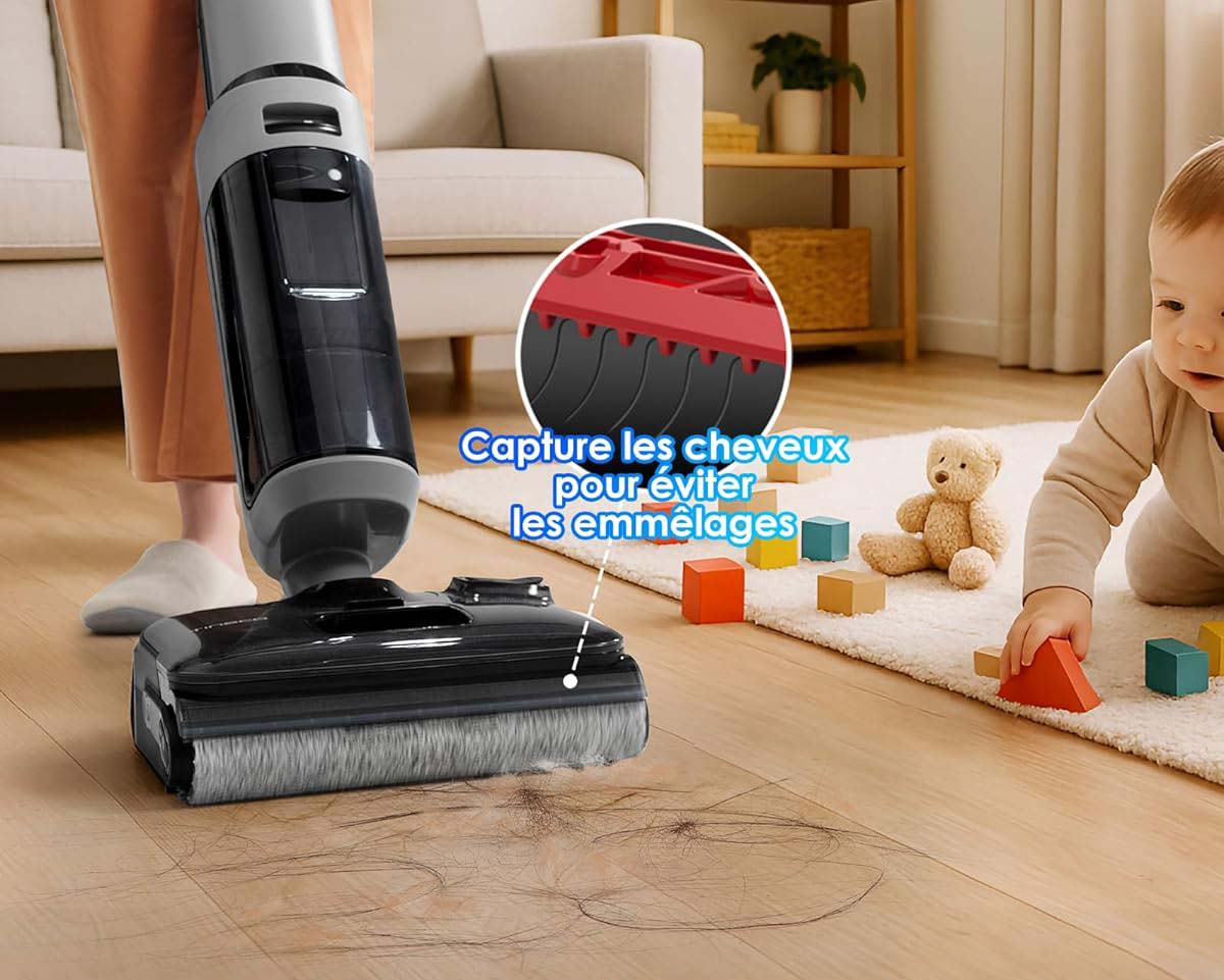 Brosse anti-emmêlement du Tineco Floor One i5 Stretch avec peigne intégré