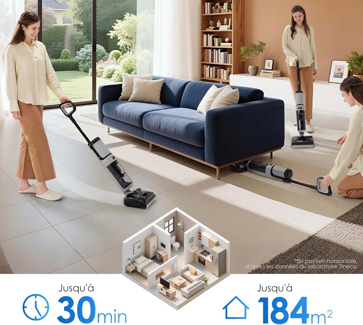 Autonomie de 30 minutes du Tineco Floor One i5 Stretch